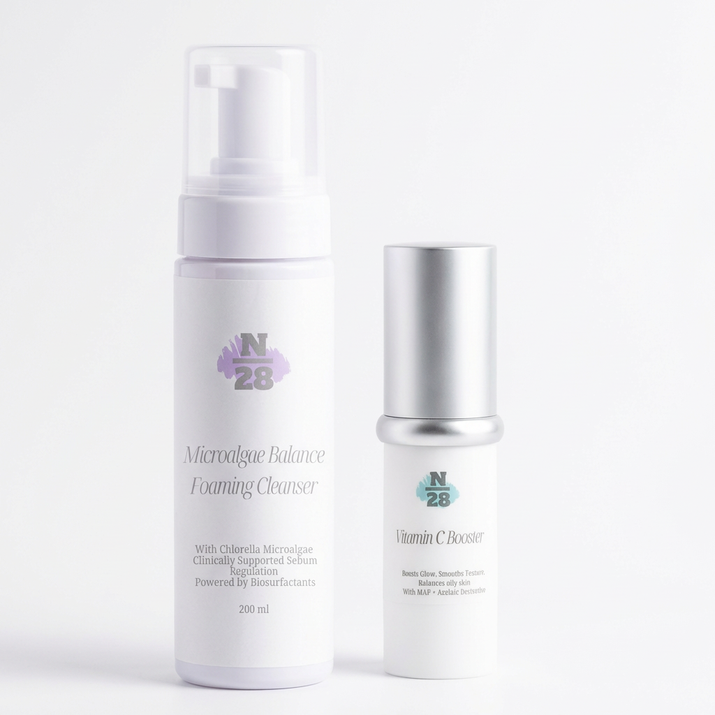 28N Oil Control Duo 控油双效组合,Microalgae Foaming Cleanser and Vitamin C Booster for oily skin