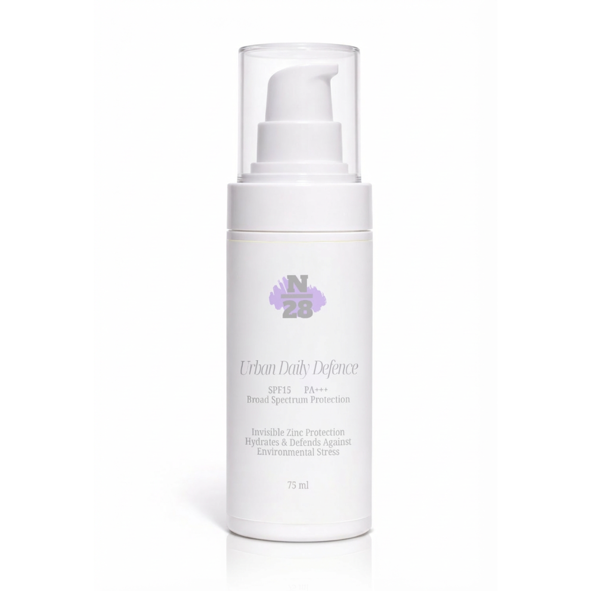 28N Urban Daily Defence SPF15 PA+++ mineral sunscreen with zinc oxide for lightweight everyday sun protection