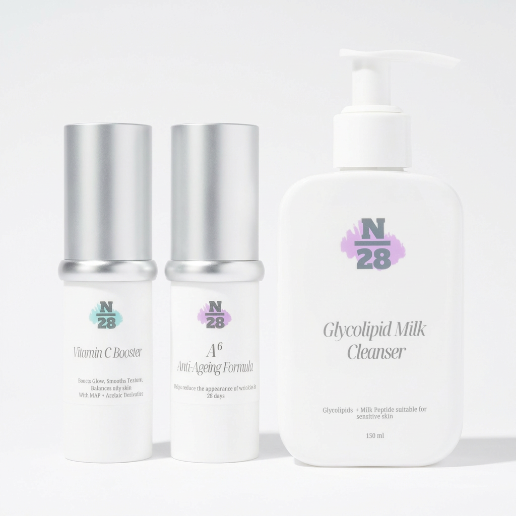 28N Anti-Ageing Routine 抗老护肤流程，cleanser Vitamin C Booster and A6 serum skincare set